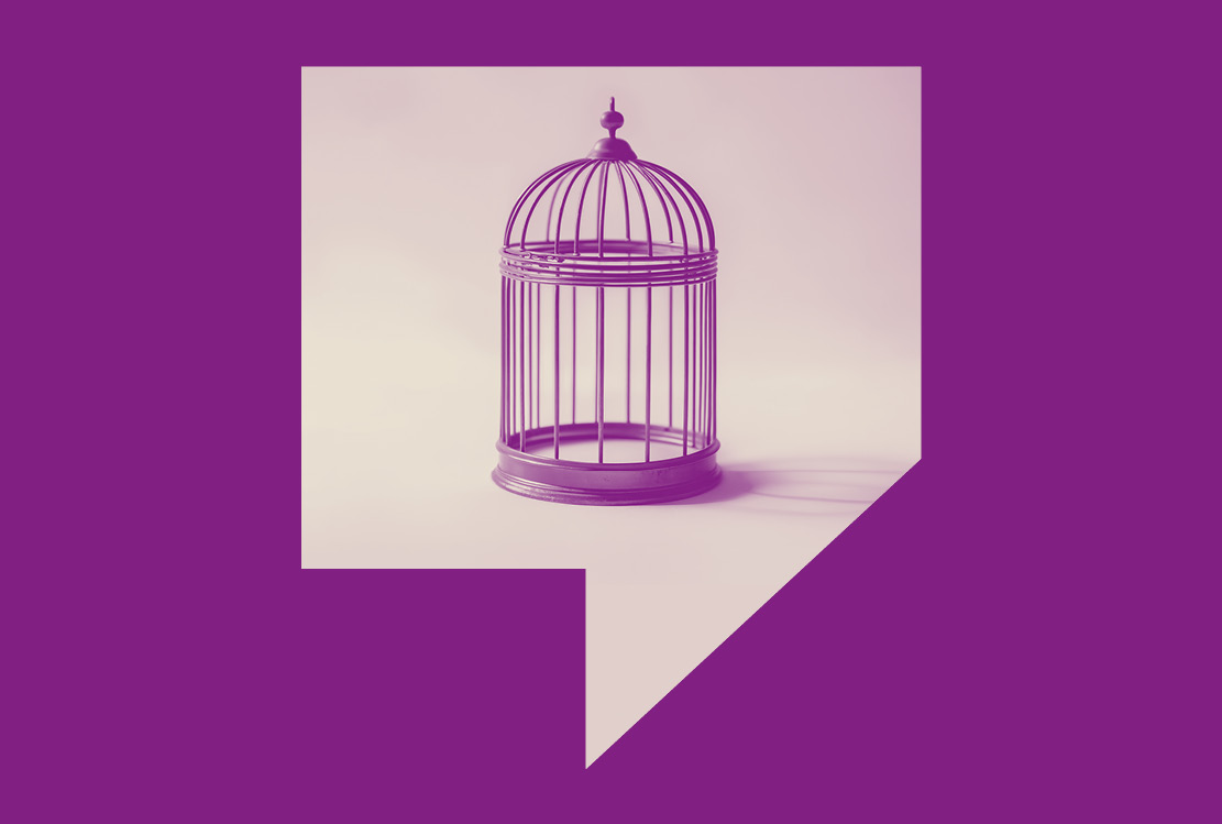 Un gabbia vuota a rappresenta la prigione del ciclo della violenza